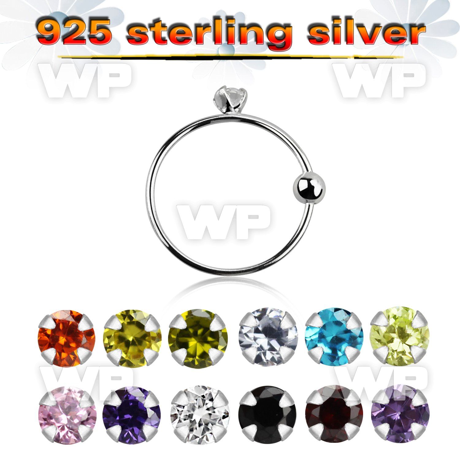u3pygkj silver 925 nose ring closure ball 2mm prong set round nose piercing