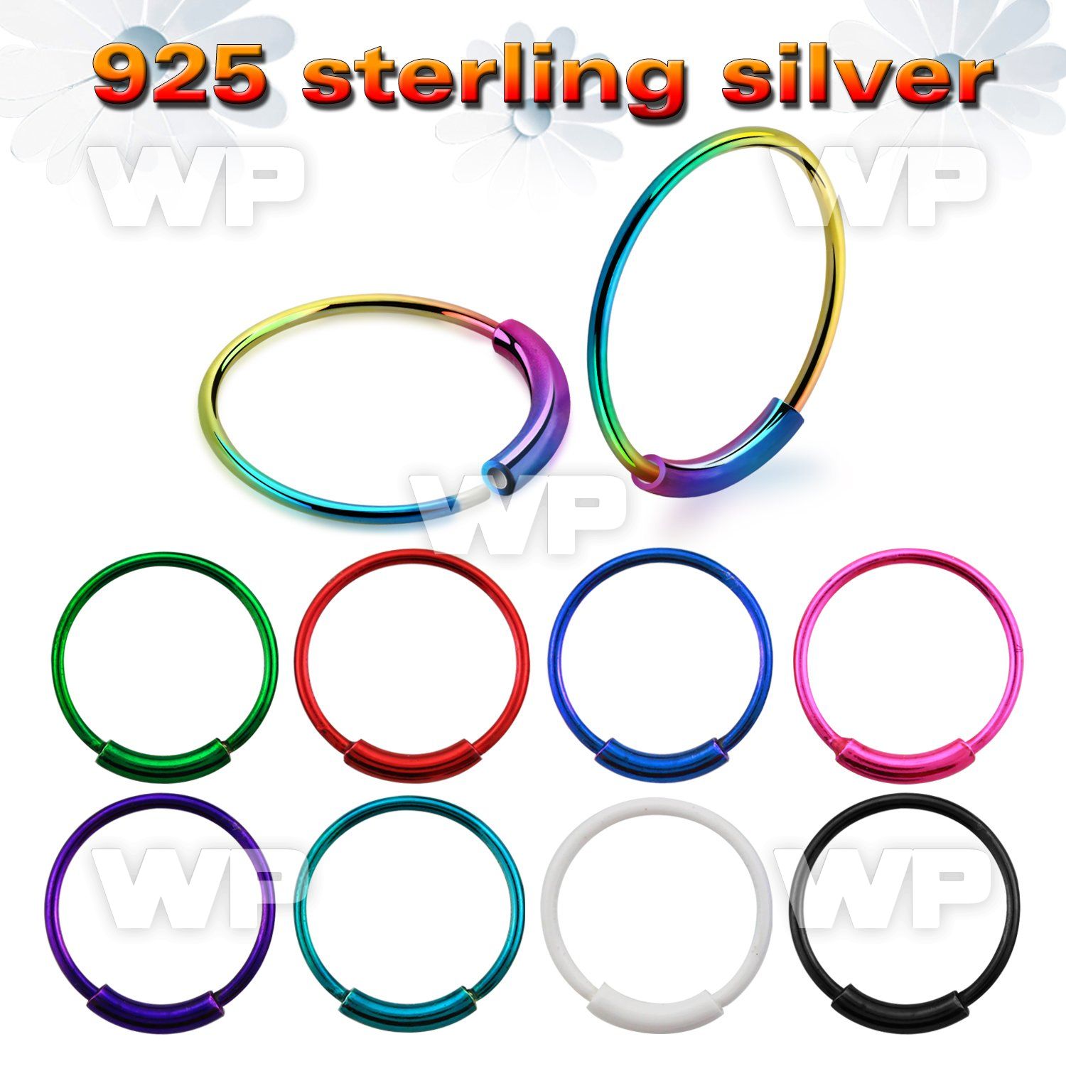u3pz4b color plated silver 925 endless nose ring an outer diam nose piercing
