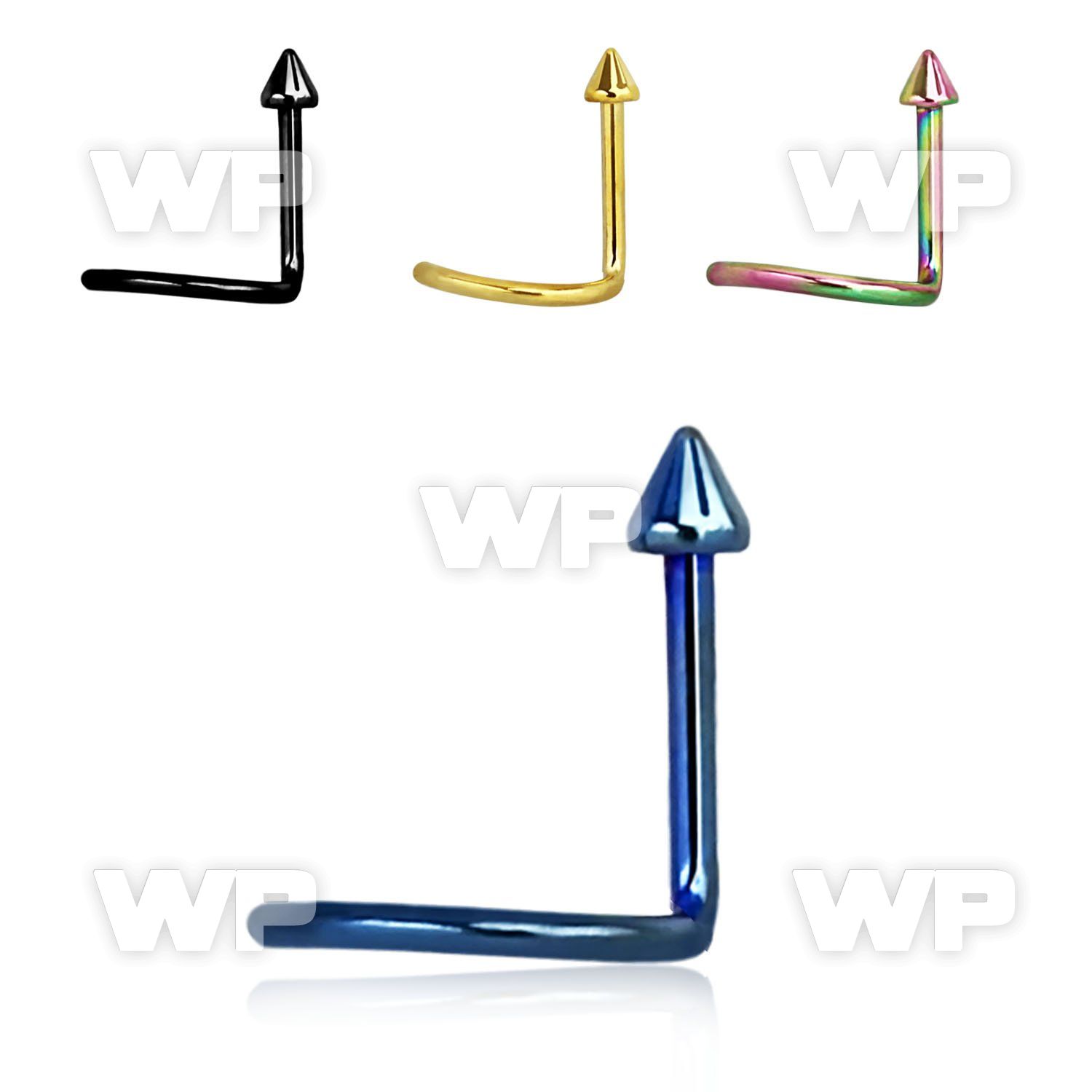 u3r6u ion plated surgical steel l shaped nose stud 2mm cone top nose piercing