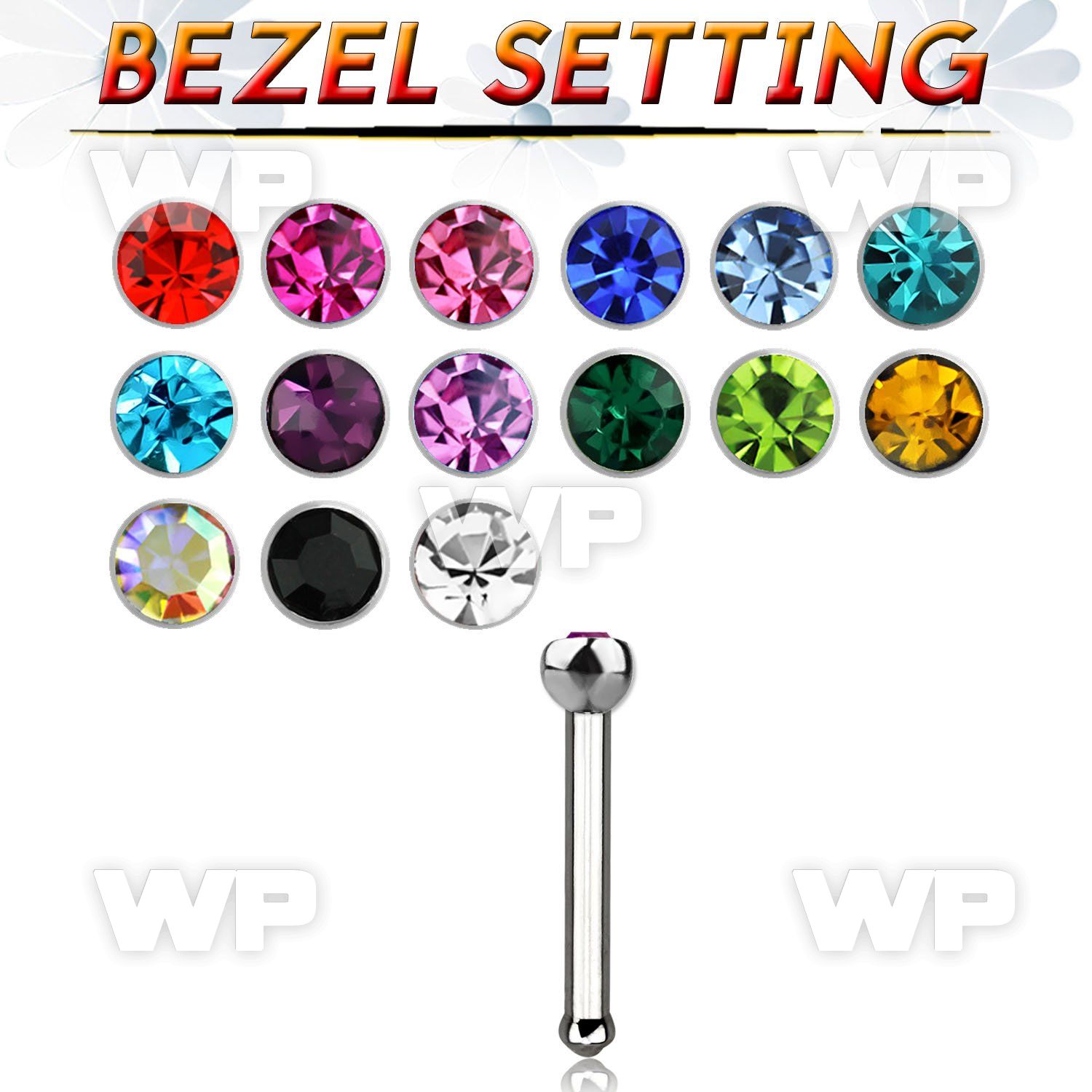 u434kp surgical steel nose bone 0 8mm 2mm round top press fit nose piercing