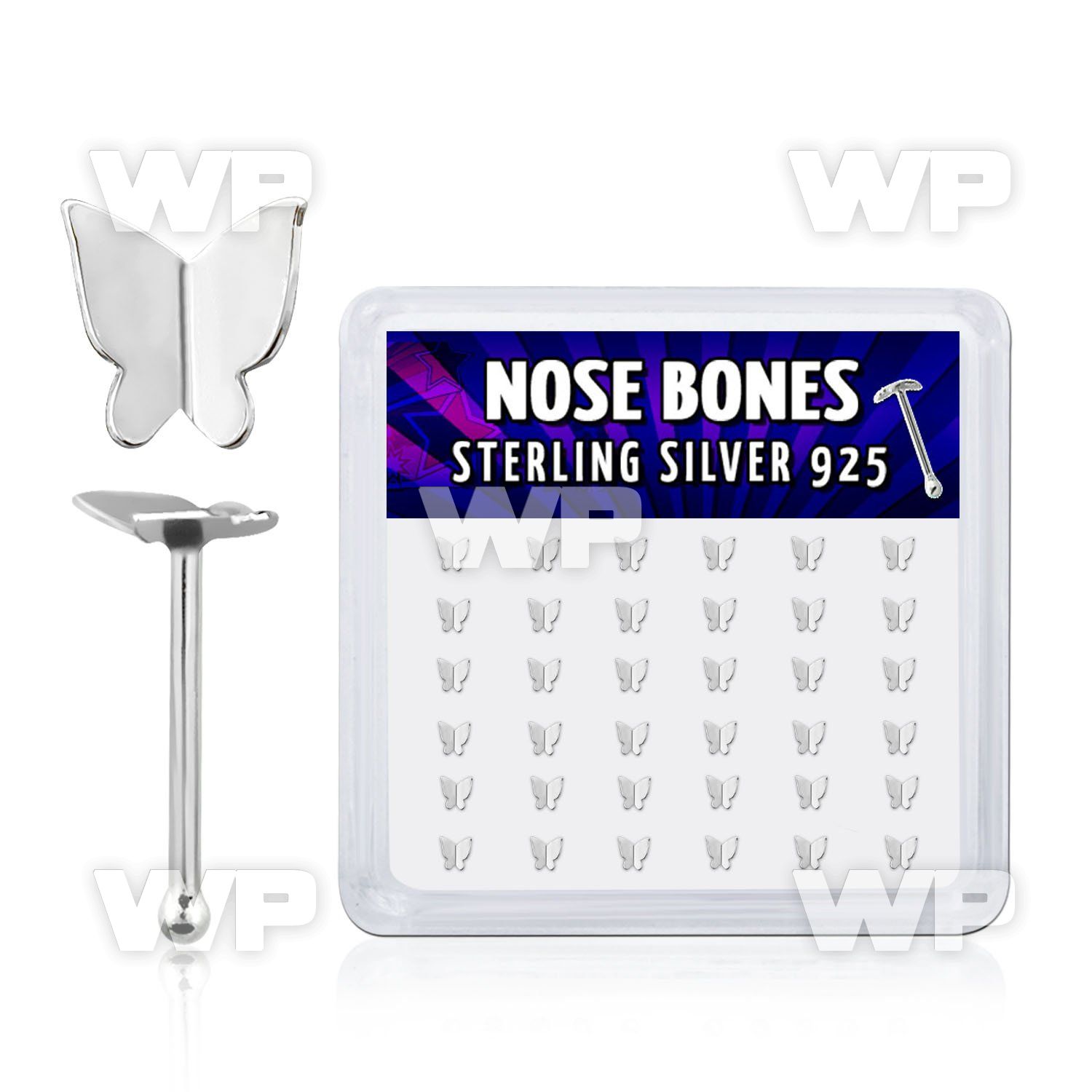 u4q4rdzy display box 36 pcs of silver 925 nose bone plain 4 2mm nose piercing