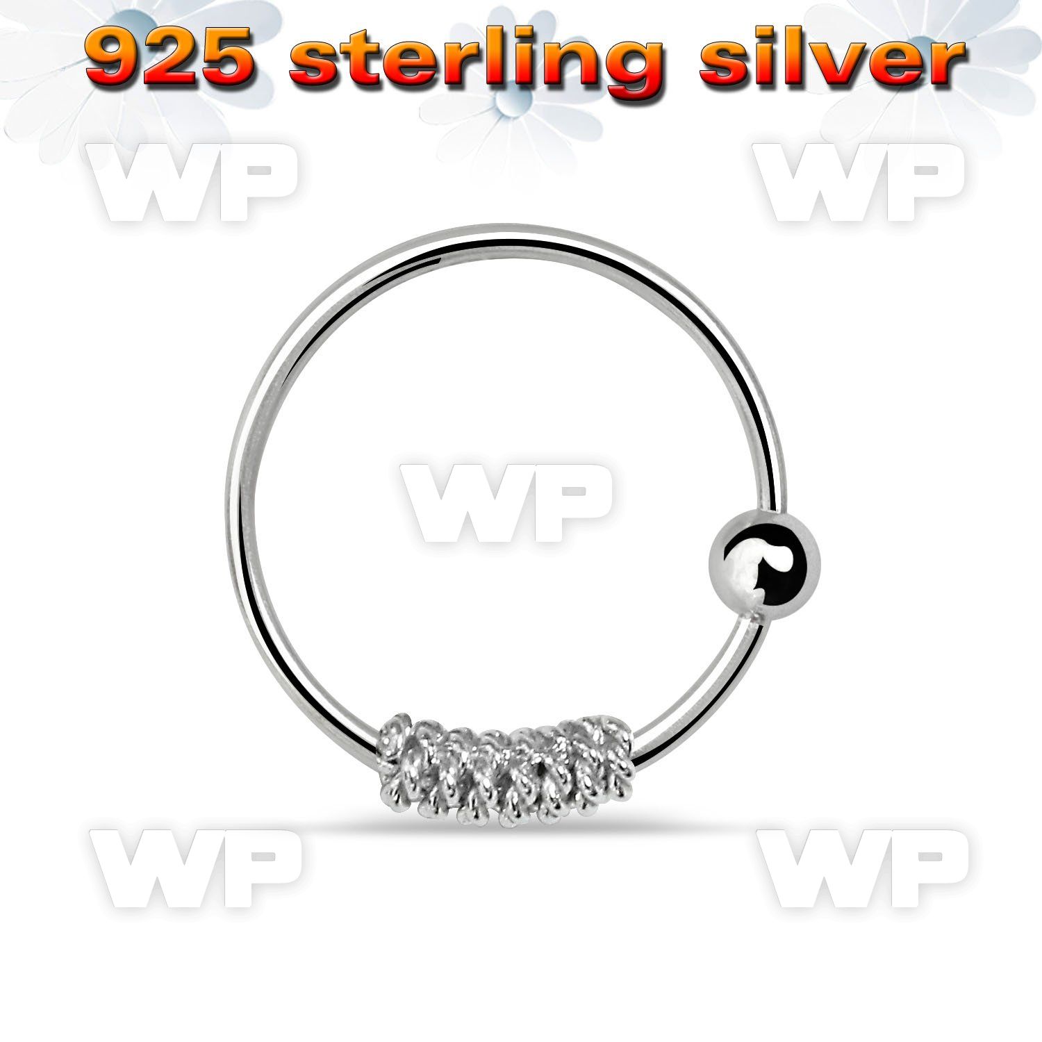 uake silver 925 nose ring twisted wire design 2mm fixed bal nose piercing