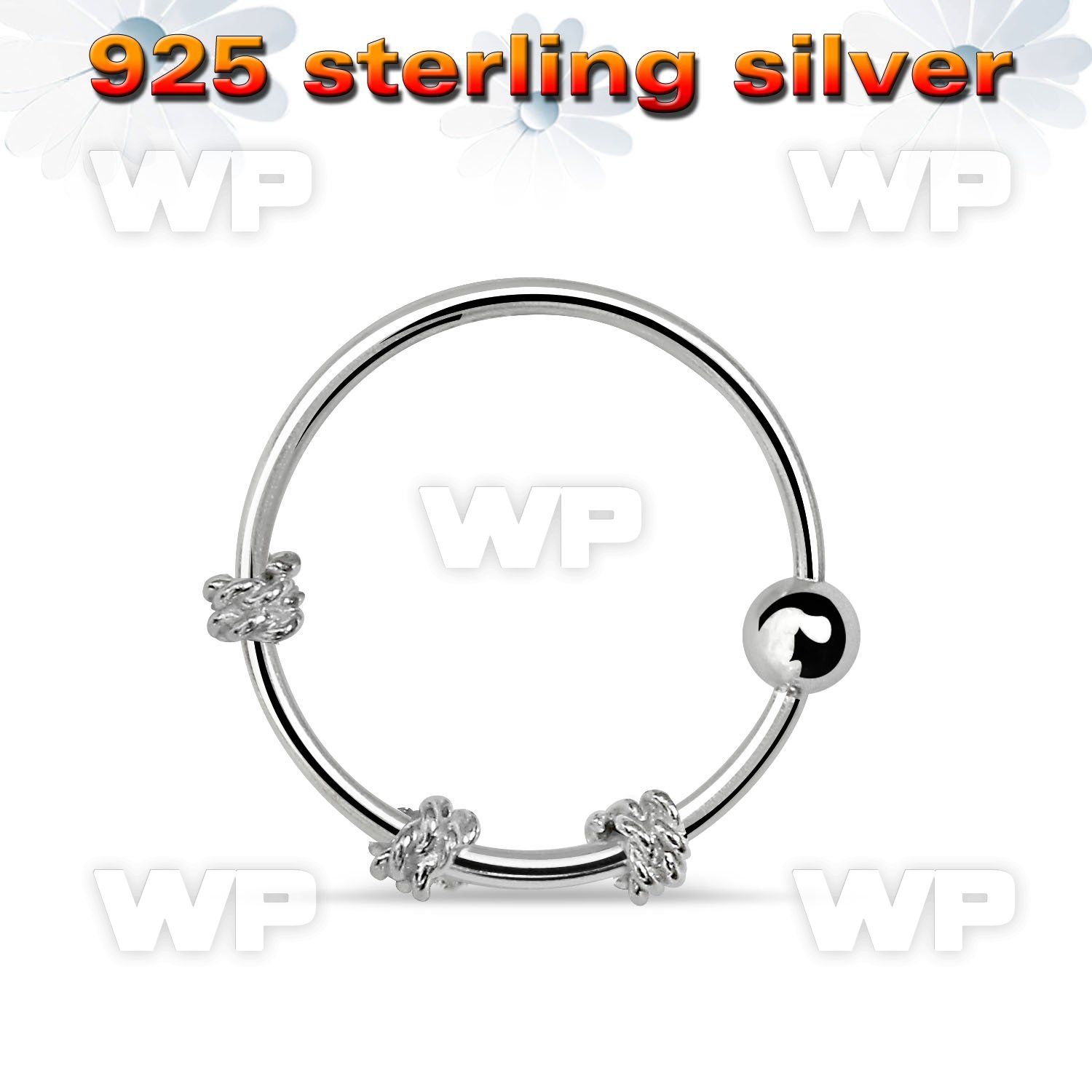 uakl silver 925 nose ring triple twisted wire design 2mm nose piercing
