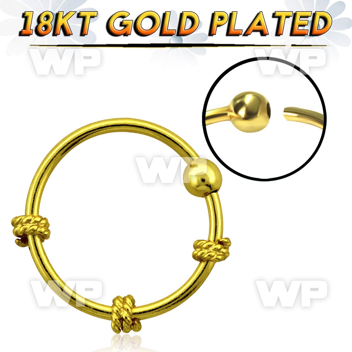 uaklai 18k gold plated silver 925 nose ring triple twisted wir nose piercing