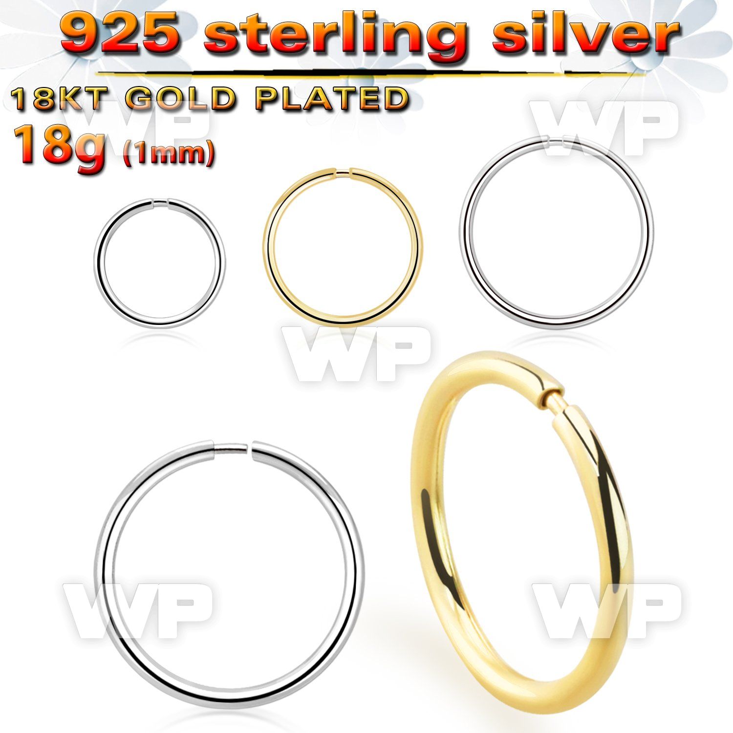 uaze silver 925 seamless nose ring 1mm nose piercing