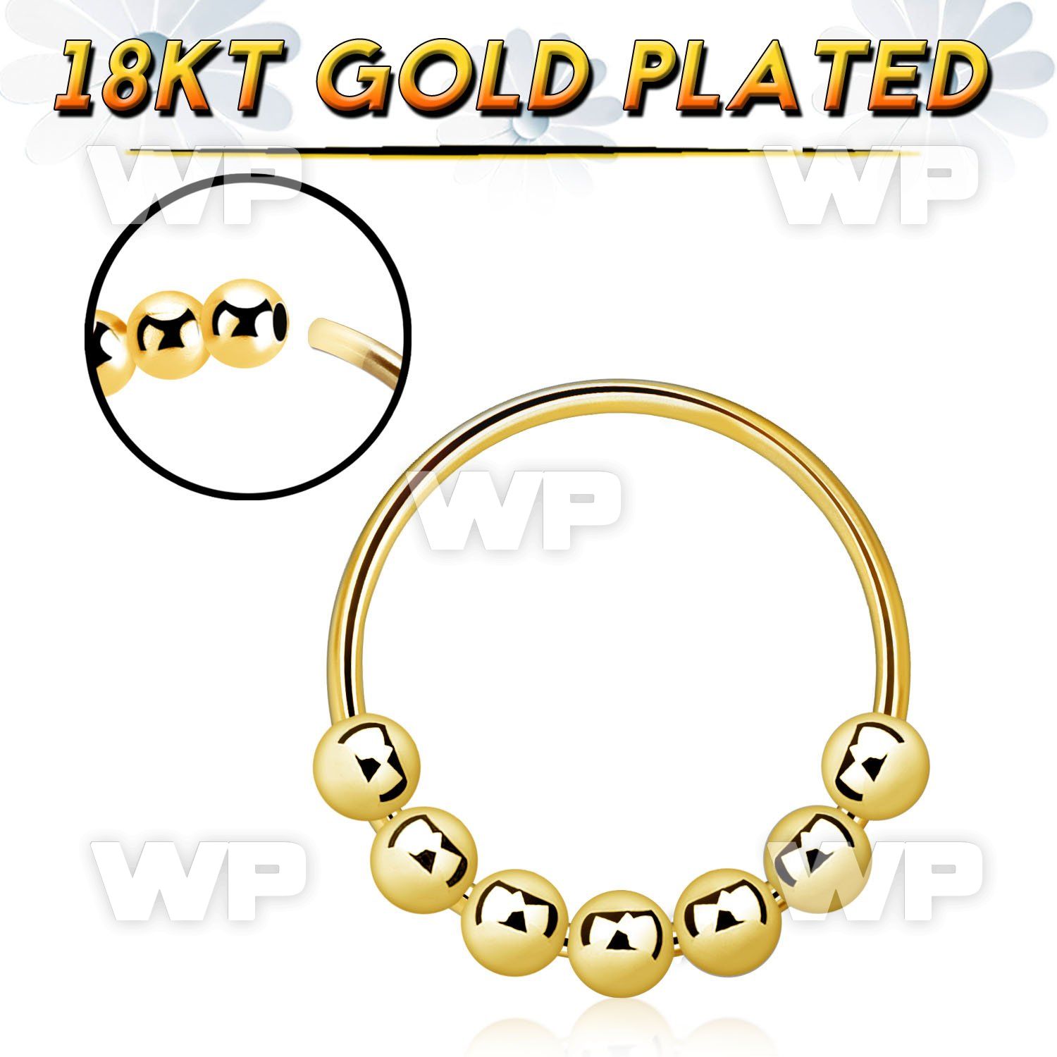 uazlai gold plated silver nose hoop w seven 2mm fixed balls 