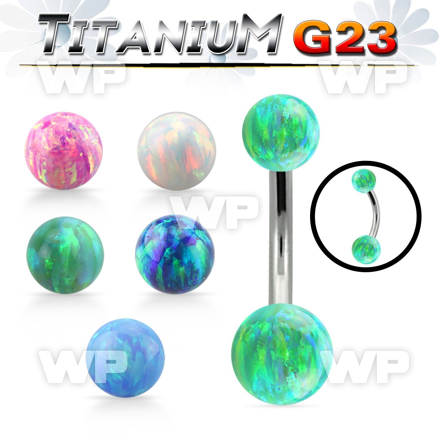 ubnop56 titanium g23 belly banana w 5 6mm synthetic opal balls