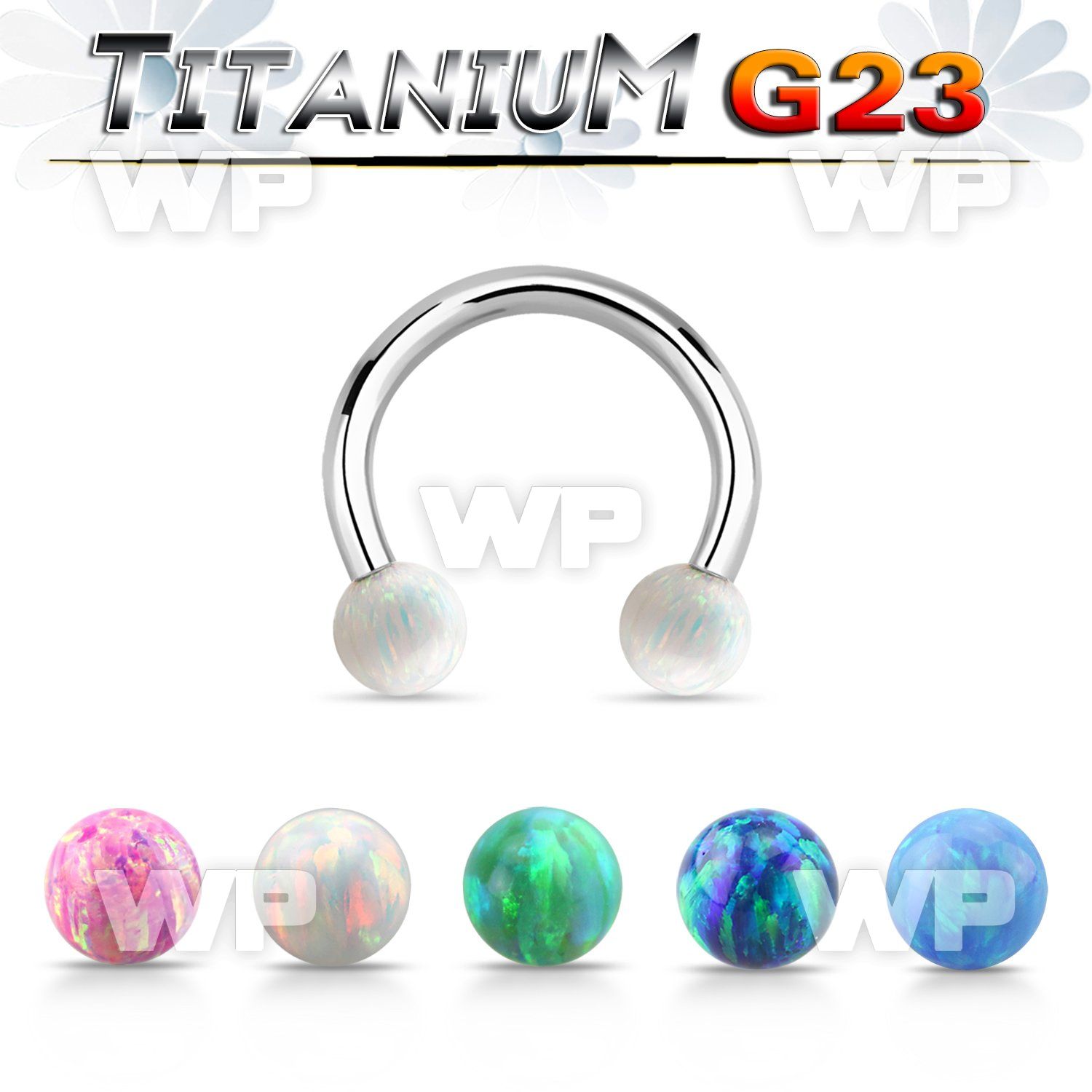ucbeop4 titanium g23 circular barbell w 4mm synthetic opal balls