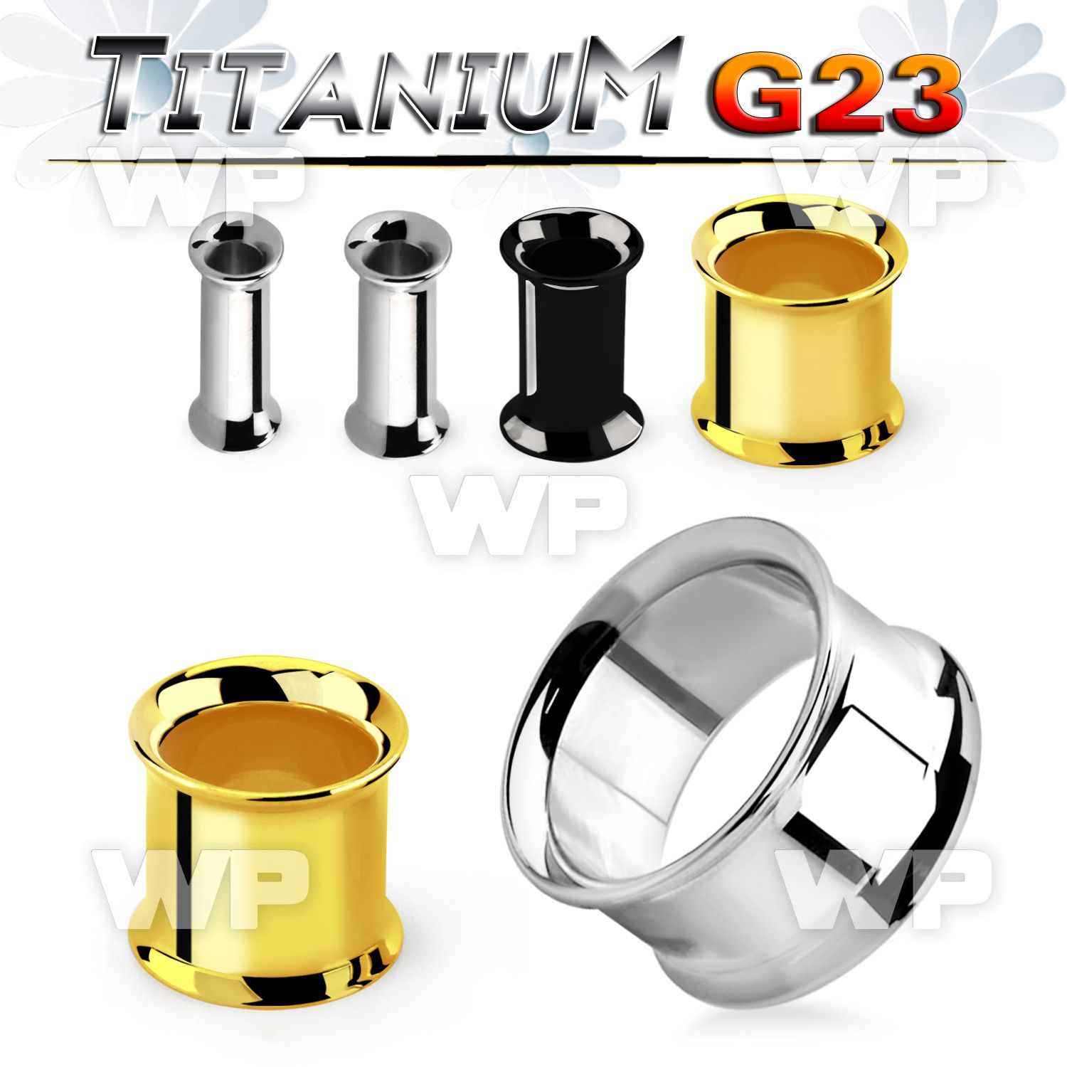udpg high polished titanium g23 double flare flesh tunnel
