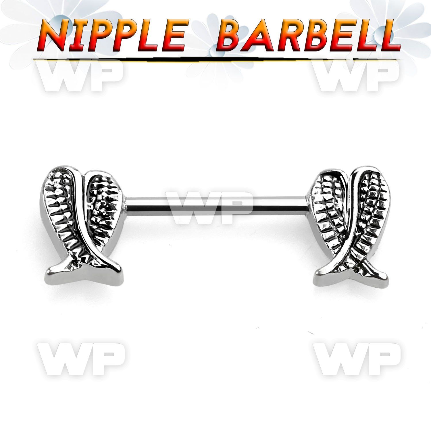 um3x0 surgical steel nipple barbell 1 6mm rhodium plated wing nipple piercing