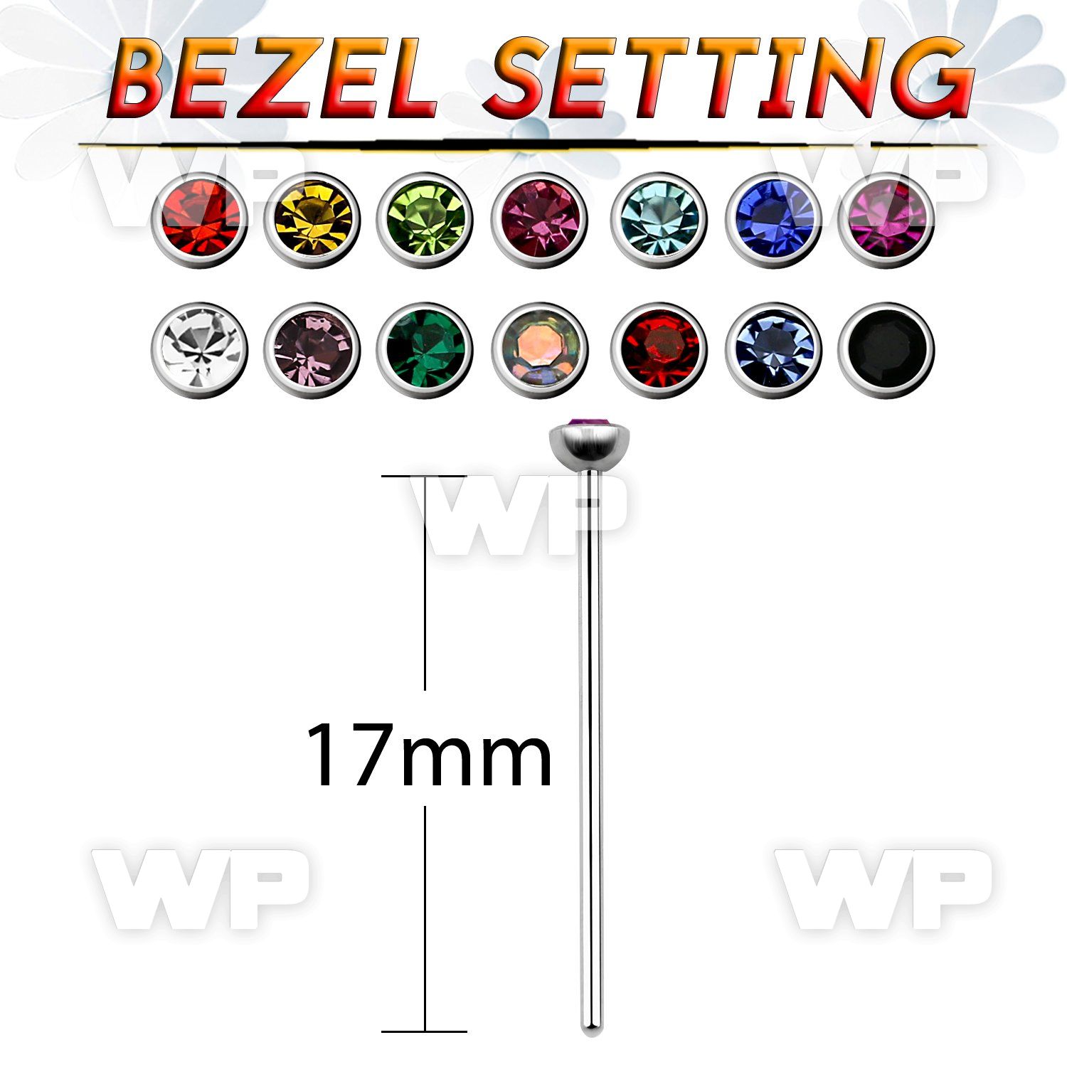 un64ks 17mm unbent surgical steel l shaped nose stud 2 5mm round nose piercing