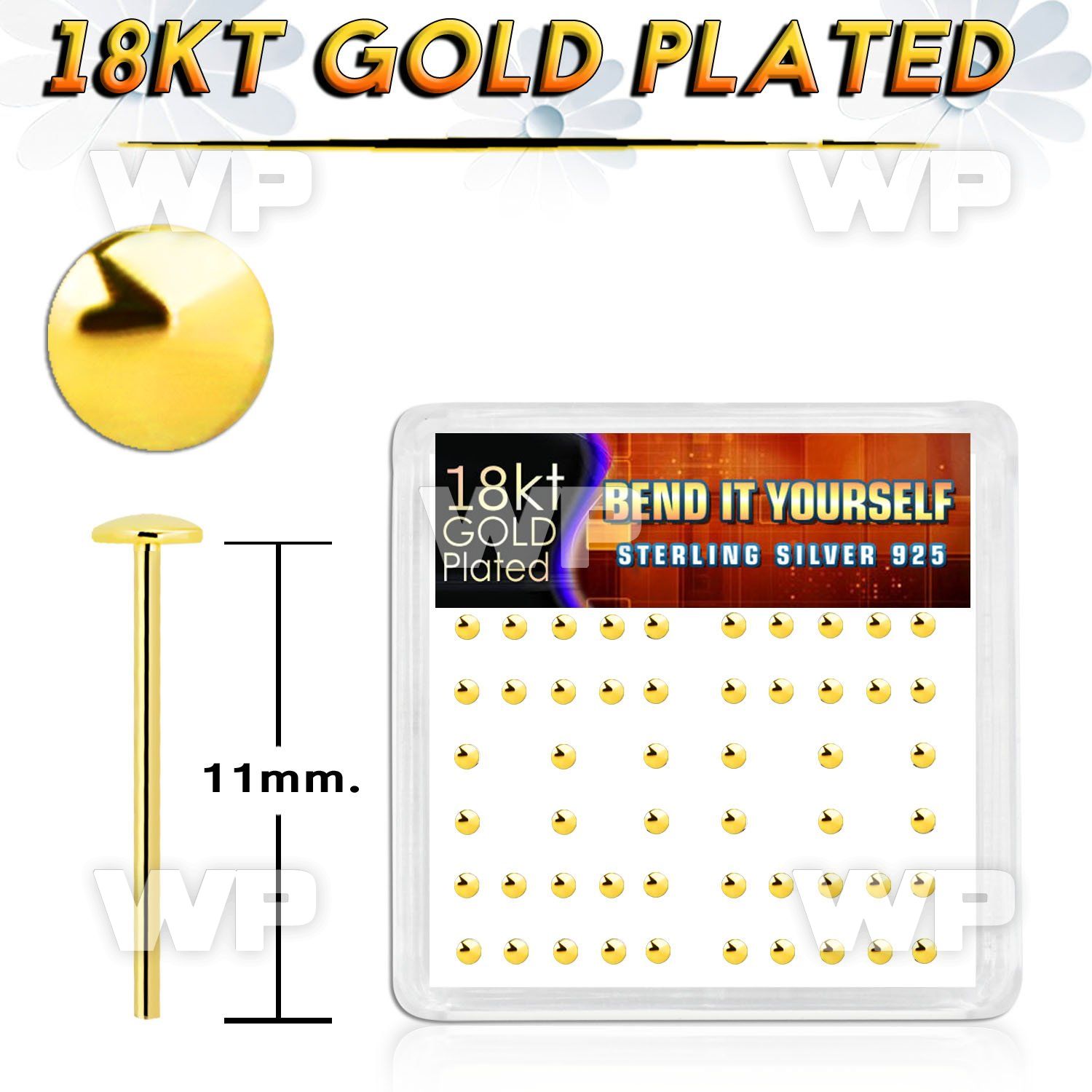 unjfzai box w silver 925 un bent nose stud real 18 gold plating nose piercing