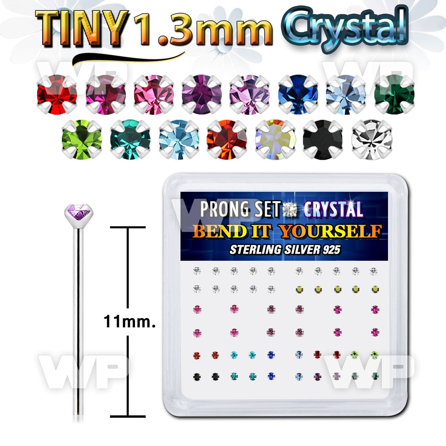 unmyjf box w silver 925 bend it nose studs tiny 1 25mm prong nose piercing