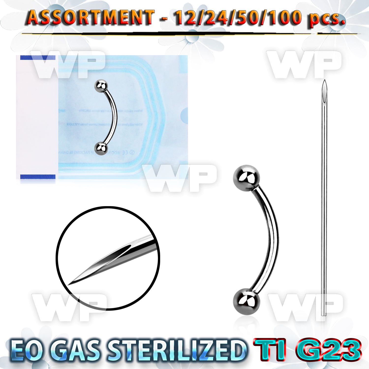 uset06 piercing kit titanium g23 eyebrow bananas needle
