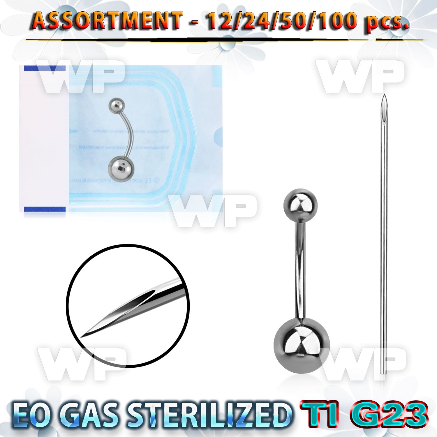 uset09 piercing kit titanium g23 belly bananas needles