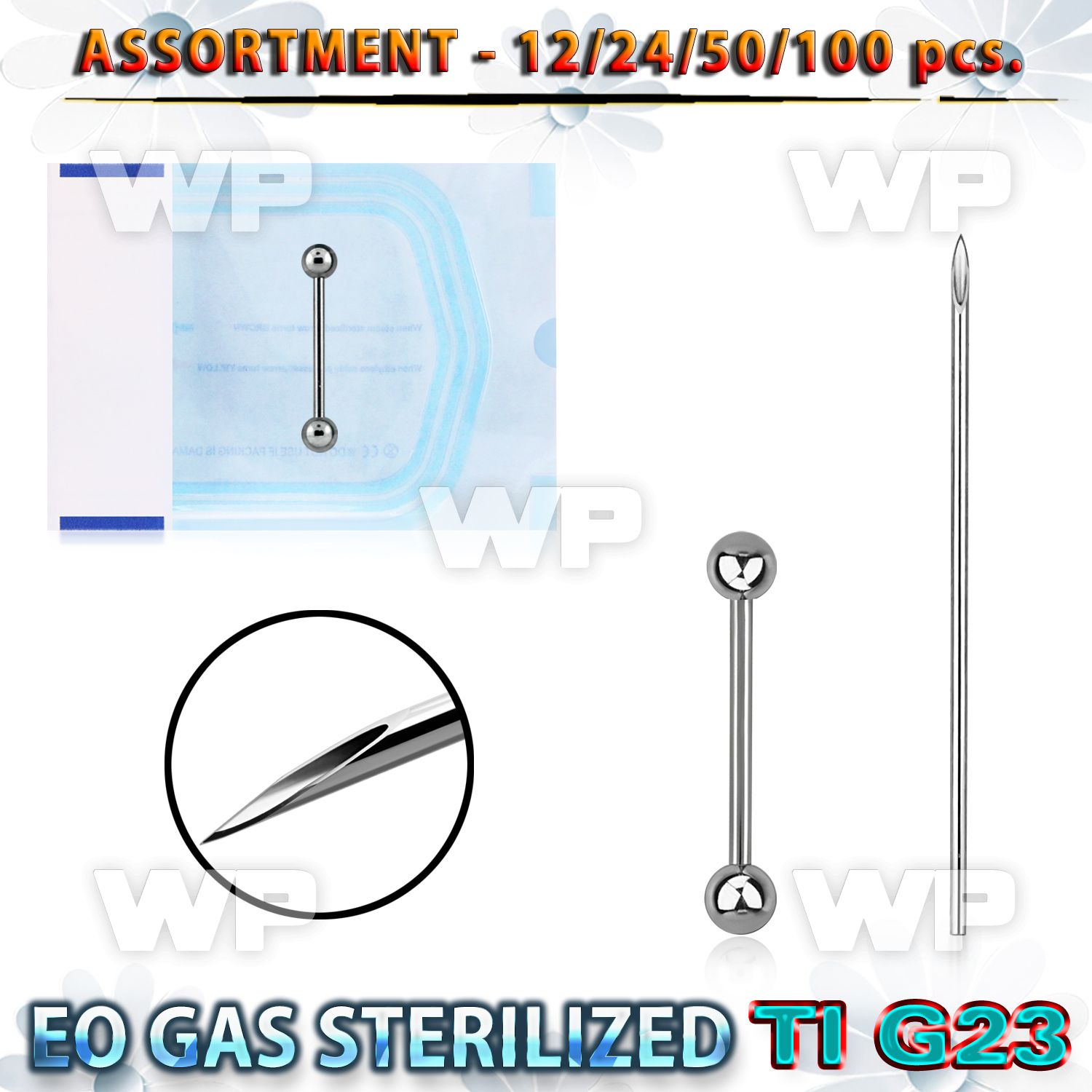 uset12 piercing kit titanium g23 tongue piercing needles.