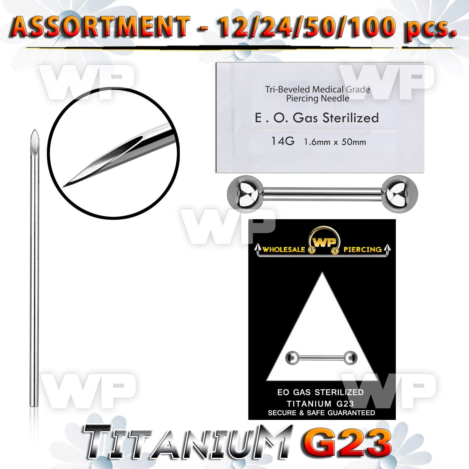 uset13 piercing kit titanium g23 nipple barbell needles