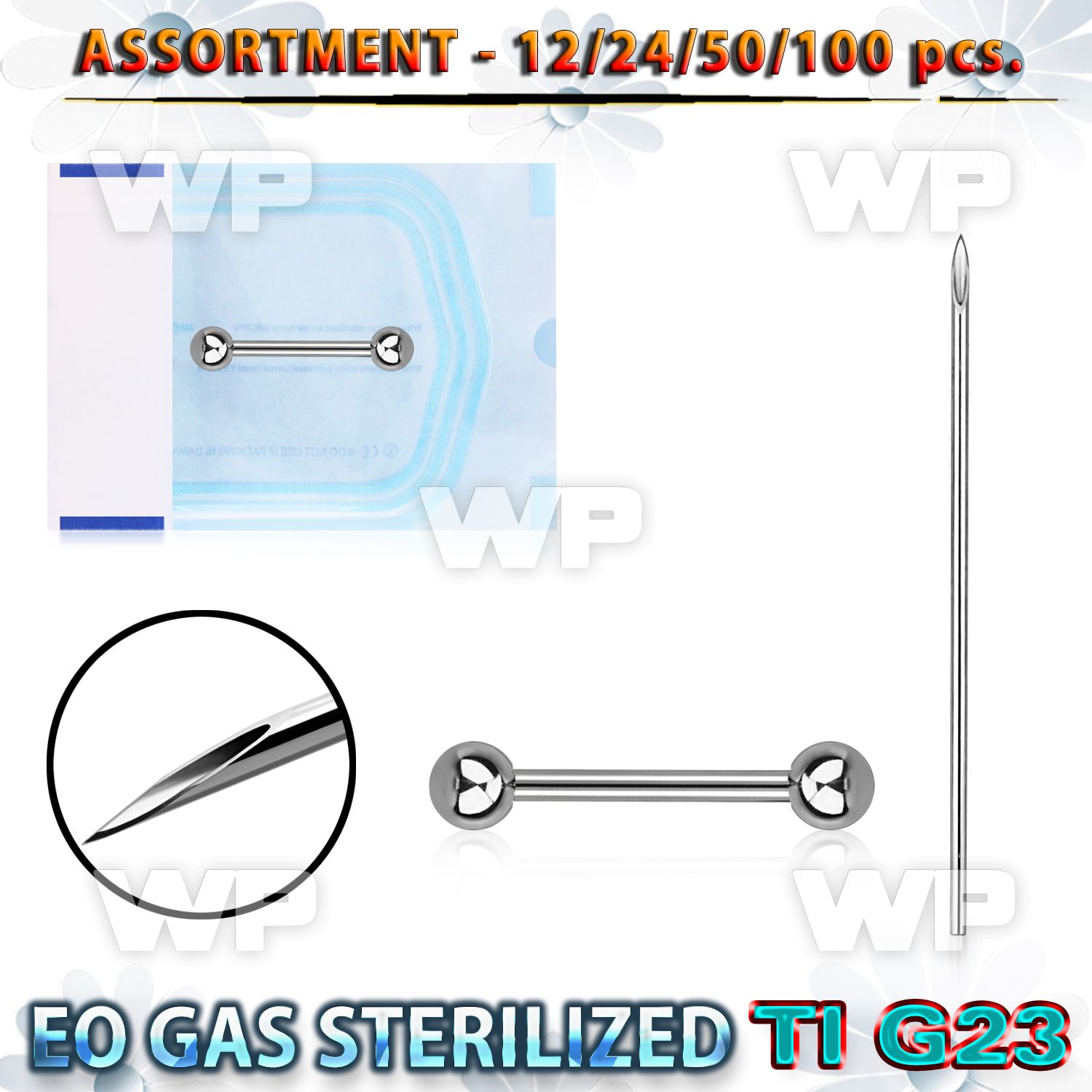 uset13 piercing kit titanium g23 nipple barbell needles