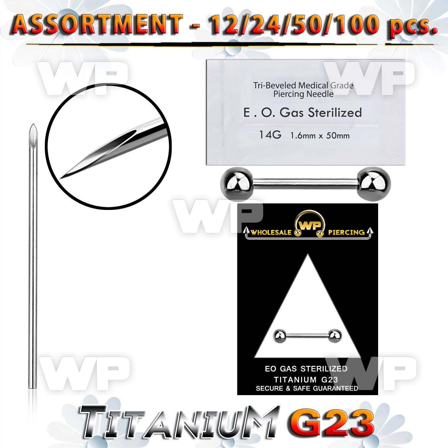 uset14 piercing kit titanium g23 nipple piercing needle