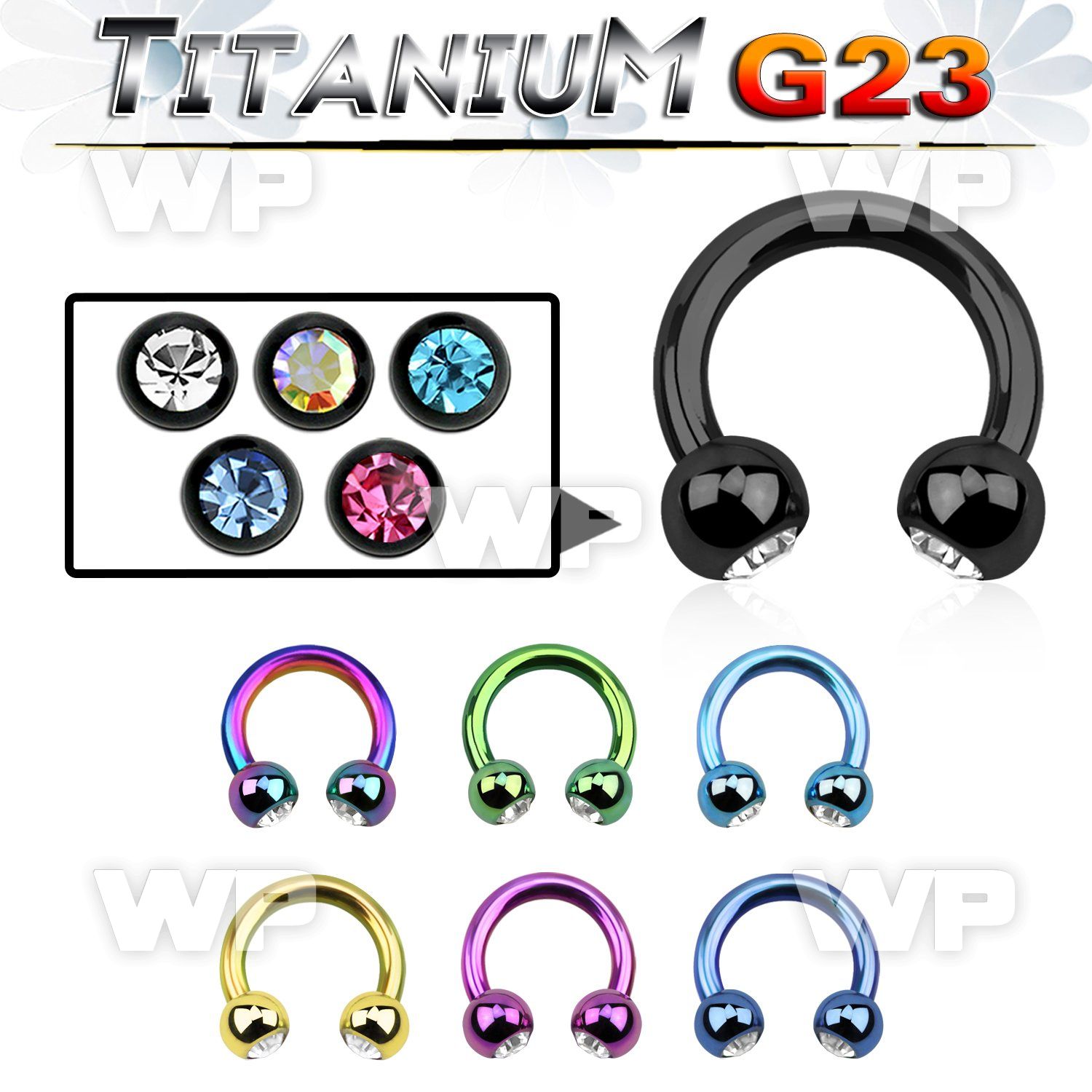 utcbjb4 anodized titanium circular barbell, 14g w 4mm jewel ball