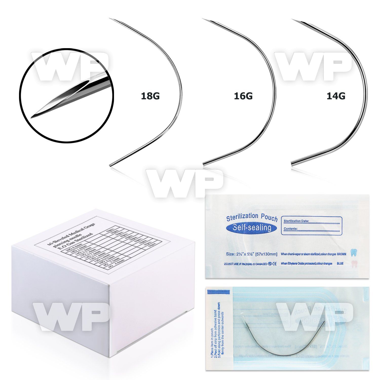 uww64f eo gas sterilized curved steel needles single use