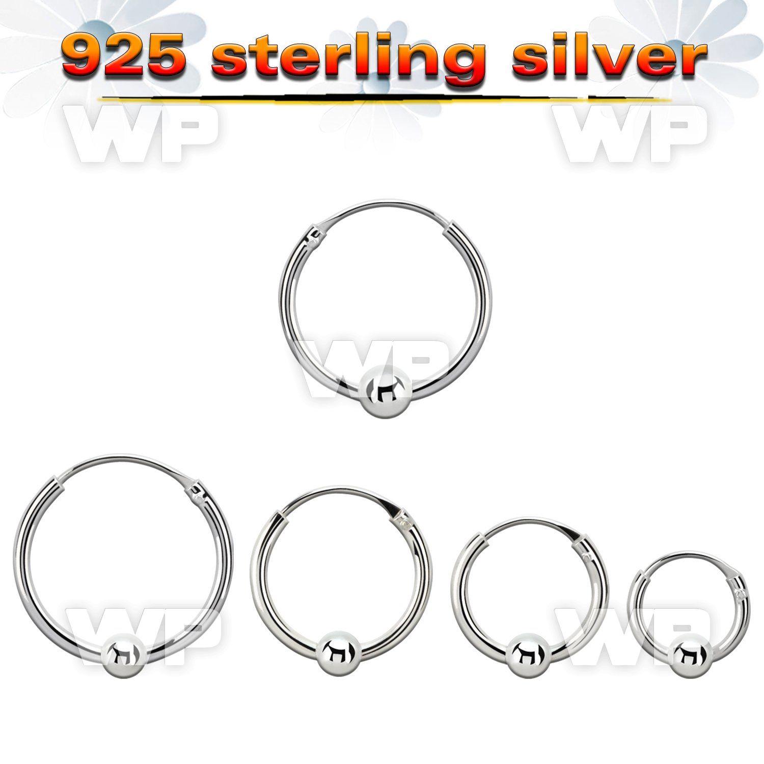 vbcr16s 925 silver ball closure earrings (1.2mm) with 3mm ball