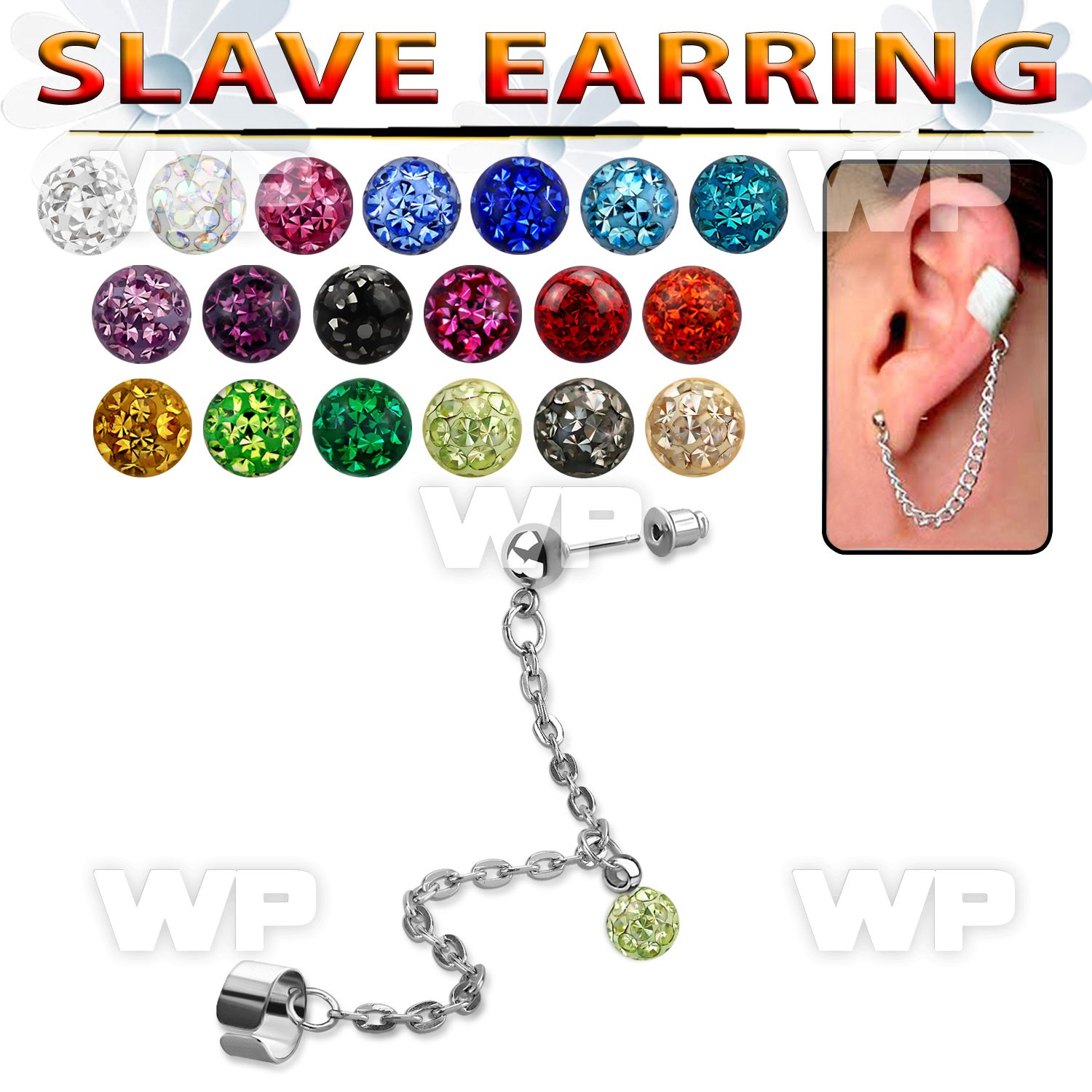 wa1bey steel fake slave helix clip dangling 5mm ball ferido glue belly piercing