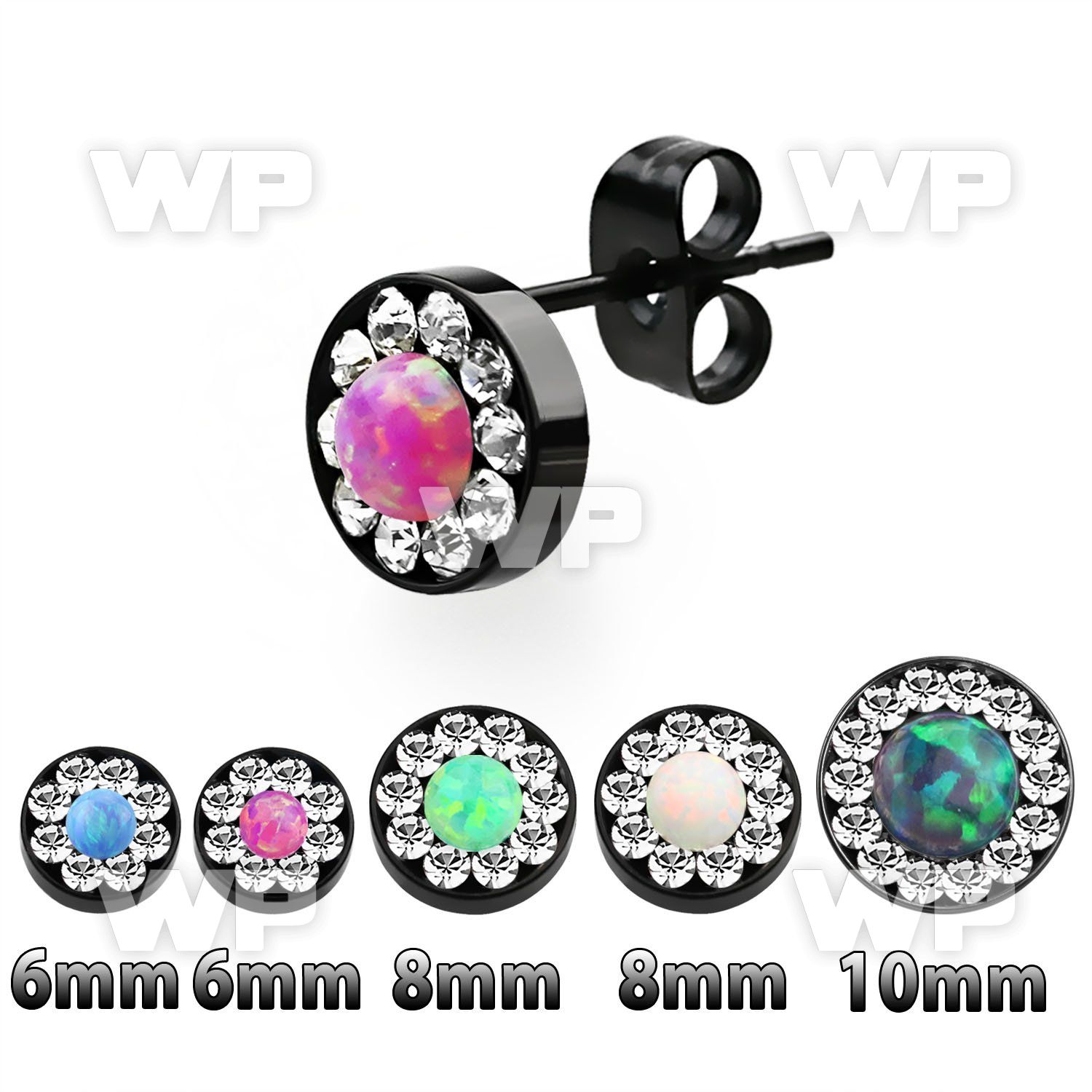 wadra165 pair of black ion plated 316l steel fake cheater plug ear ear lobe piercing