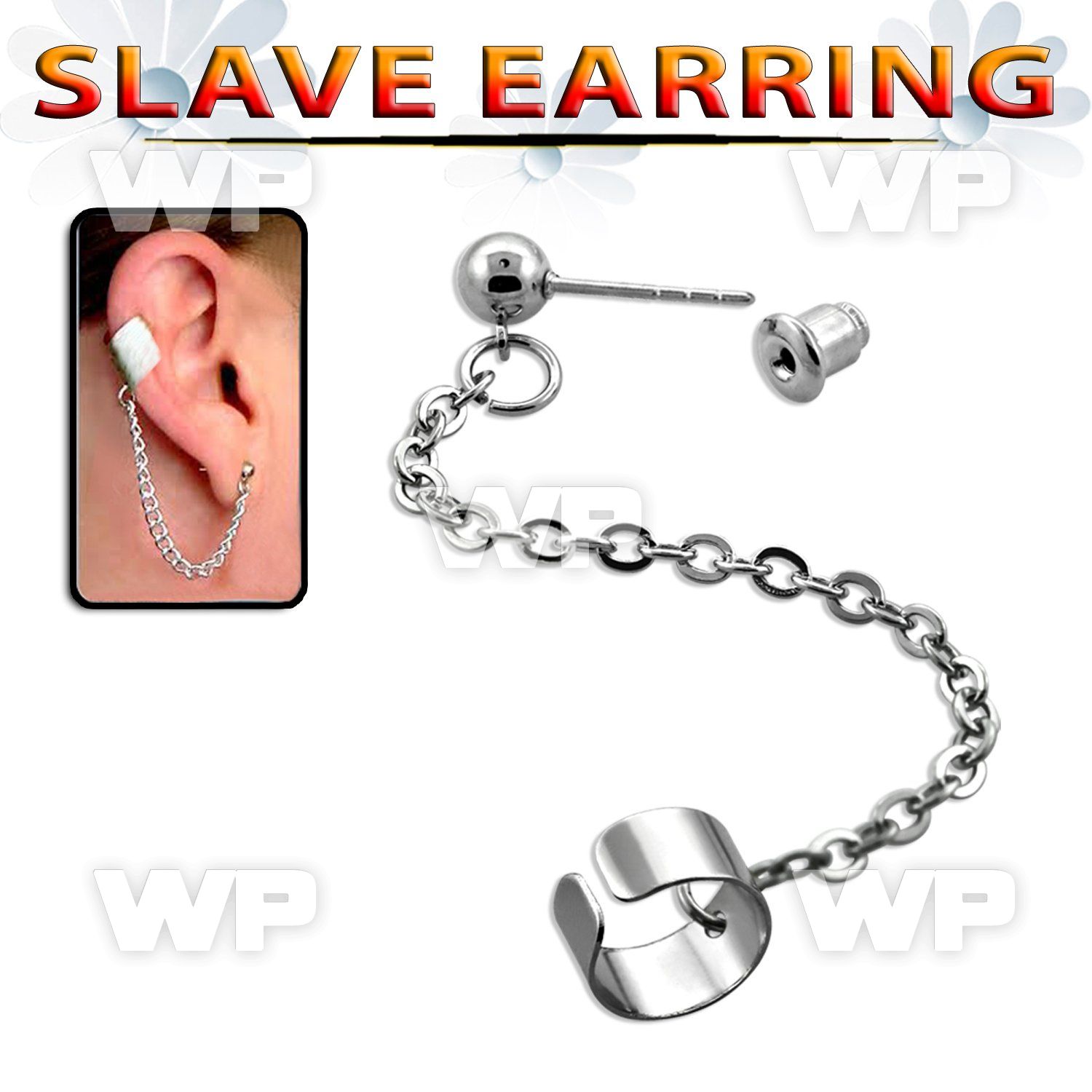 wak0y steel fake slave helix clip chain sold individually belly piercing