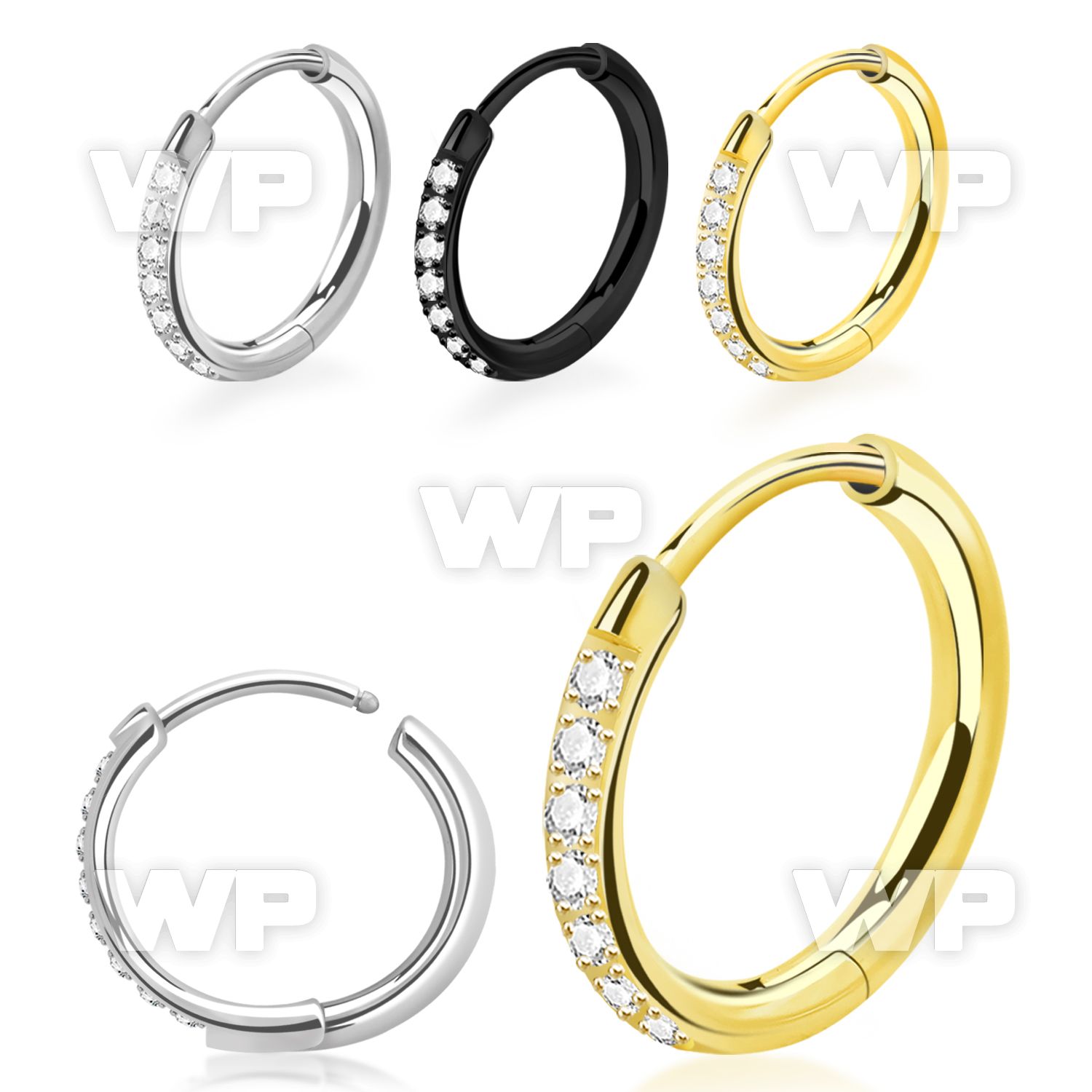 wakly 1 pair steel hinged huggie earrings small cz