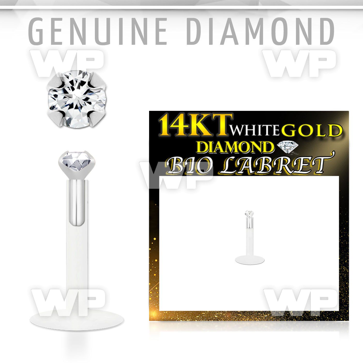 wbidi bioflex labret w 1 5mm prong set diamonds white gold top
