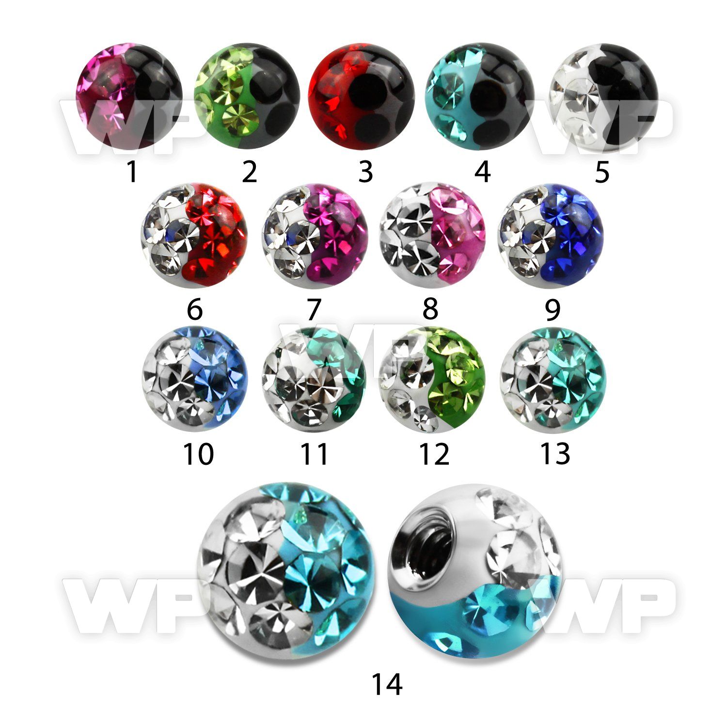 wjdaz 3mm ball ferido glued multi crystals in two color design 