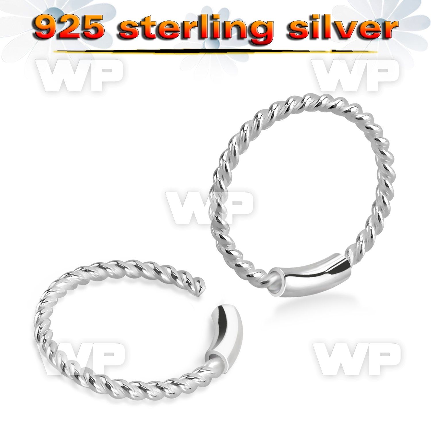 wu1o 925 silver endless nose ring twisted wire