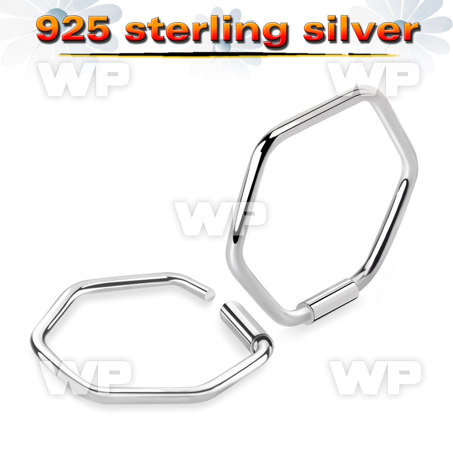 wu1x silver seamless nose ring hexagon shape design