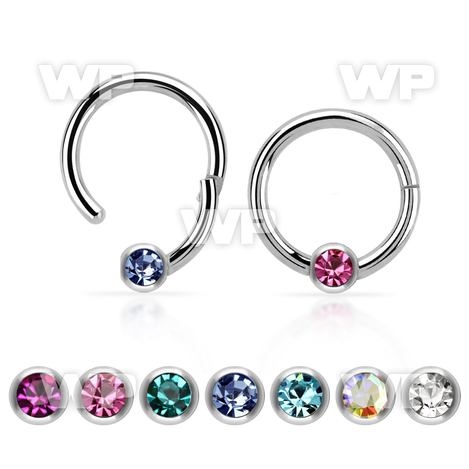 x46acey steel hinged captive hoop 16g crystal ball