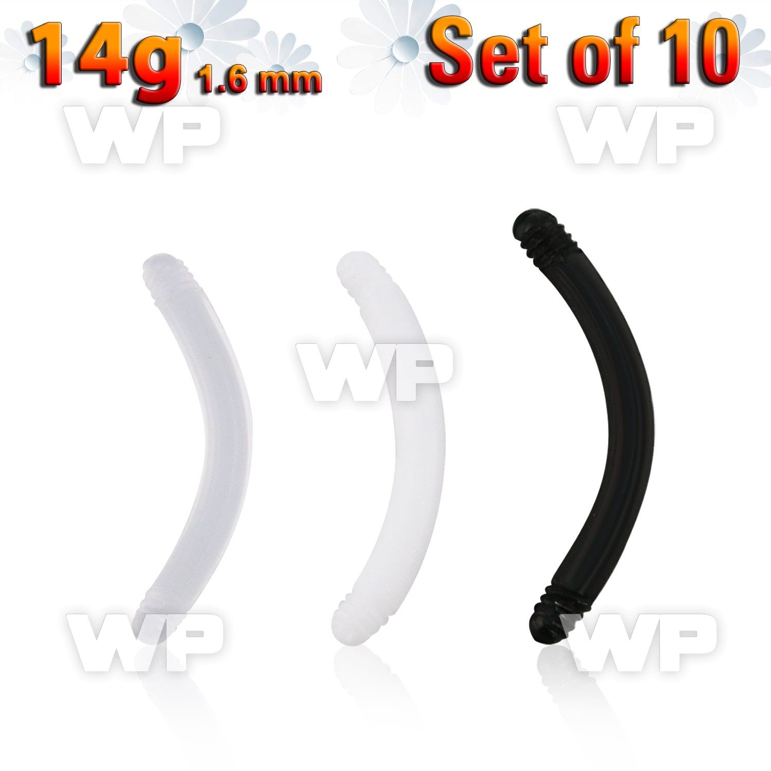 xabn14g pack w 10 pcs. pregnancy belly ring posts (1.6mm)