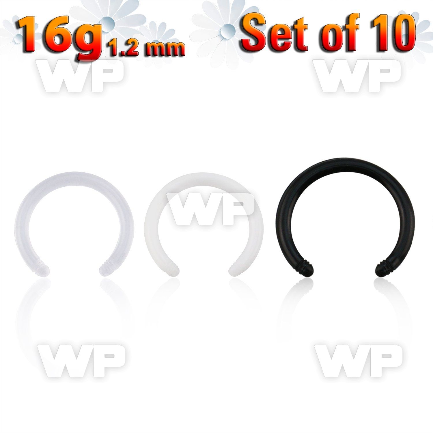 xacb16g pack of bioflex cricular barbell posts threading, 16g