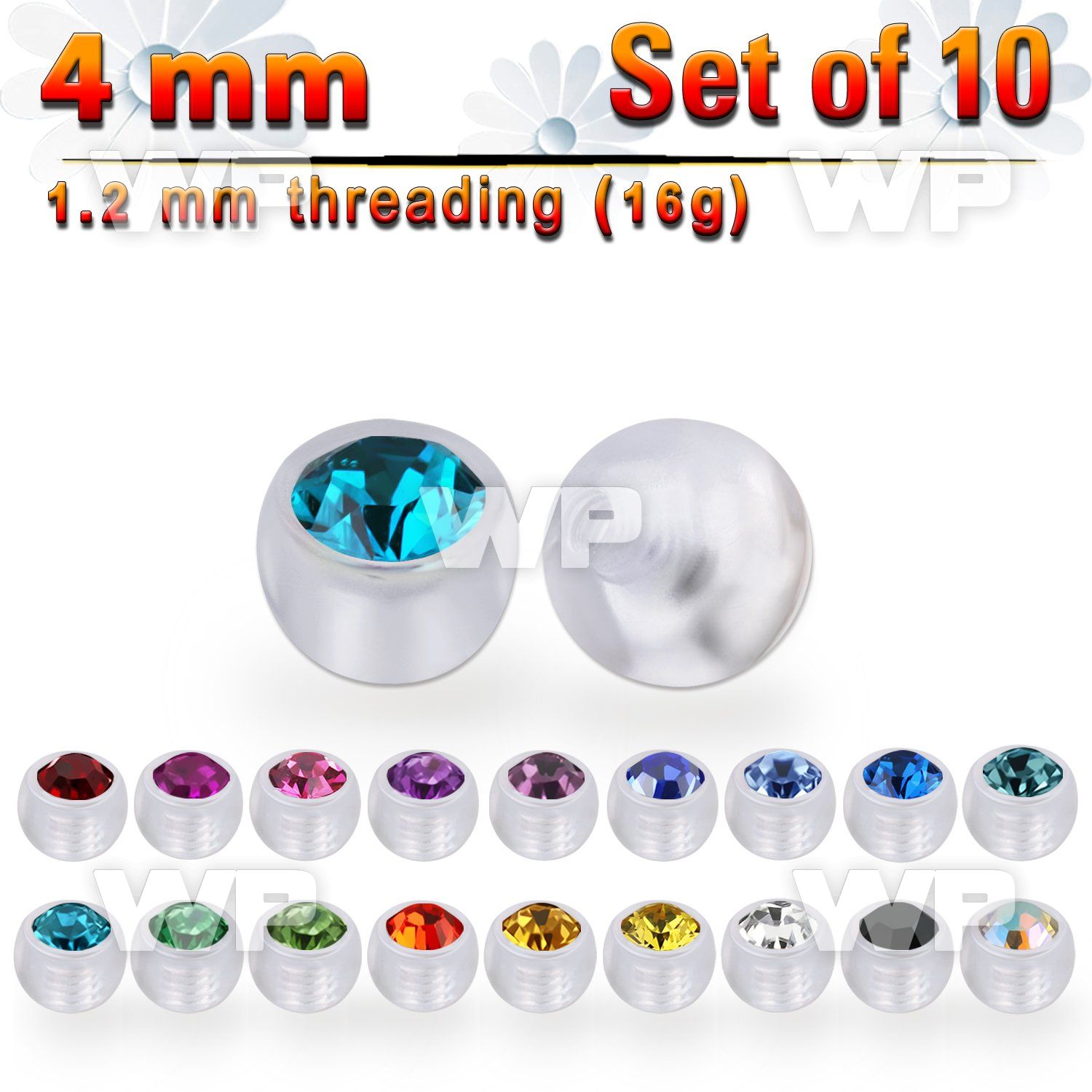 xajb4s set w 4mm bio flex balls w beze set crystal thread 1.2mm