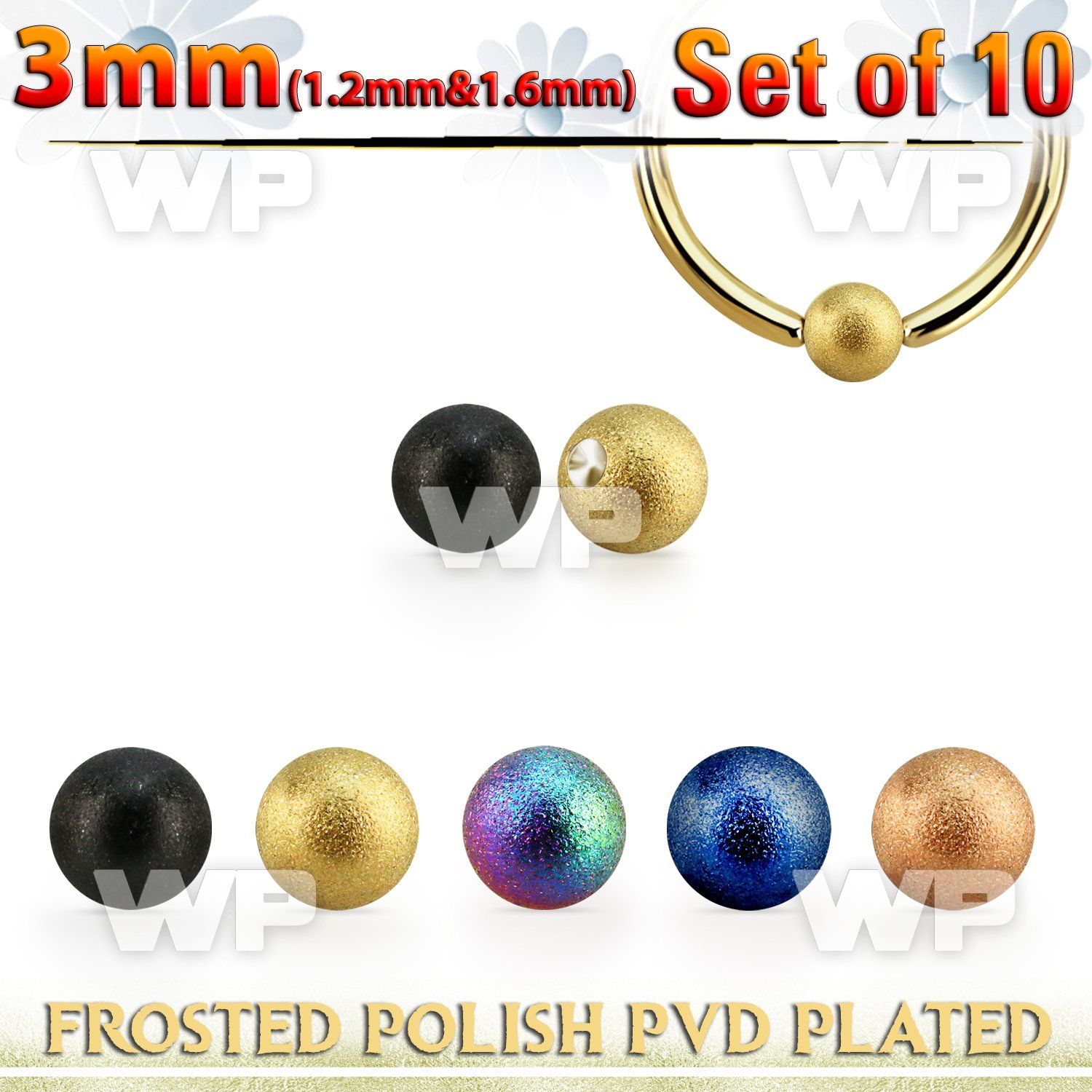 xdpfobt3 set w 10 3mm anodized steel dimple ball w frosted surface