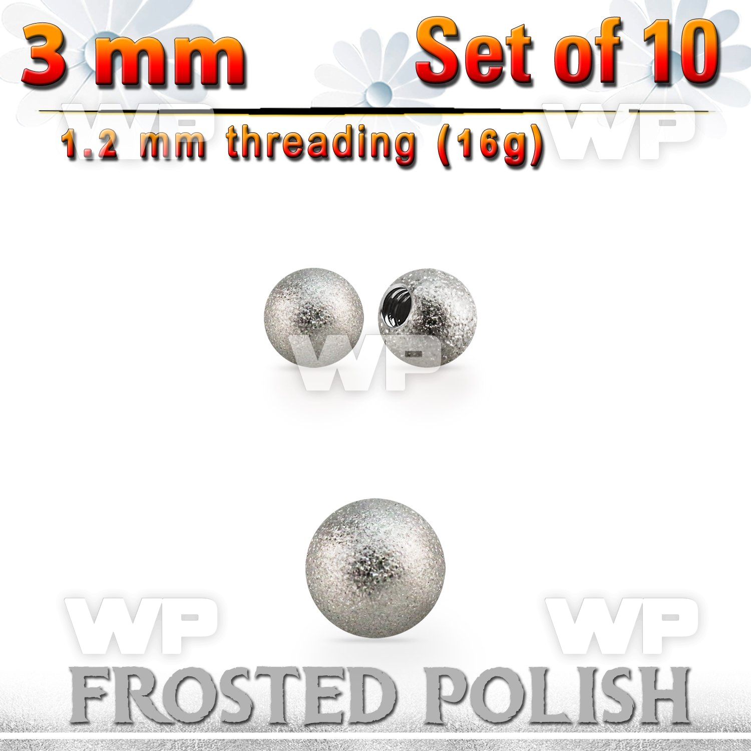 xfobal3 10 pcs of 3mm 316l steel ball w frosted surface 1.2mm