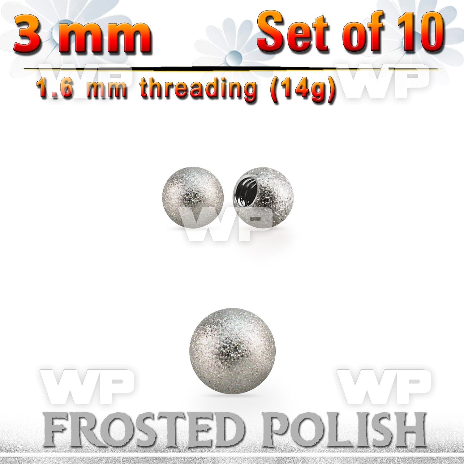 xfobal3g 10 pcs of 3mm 316l steel ball w frosted surface 1.6mm