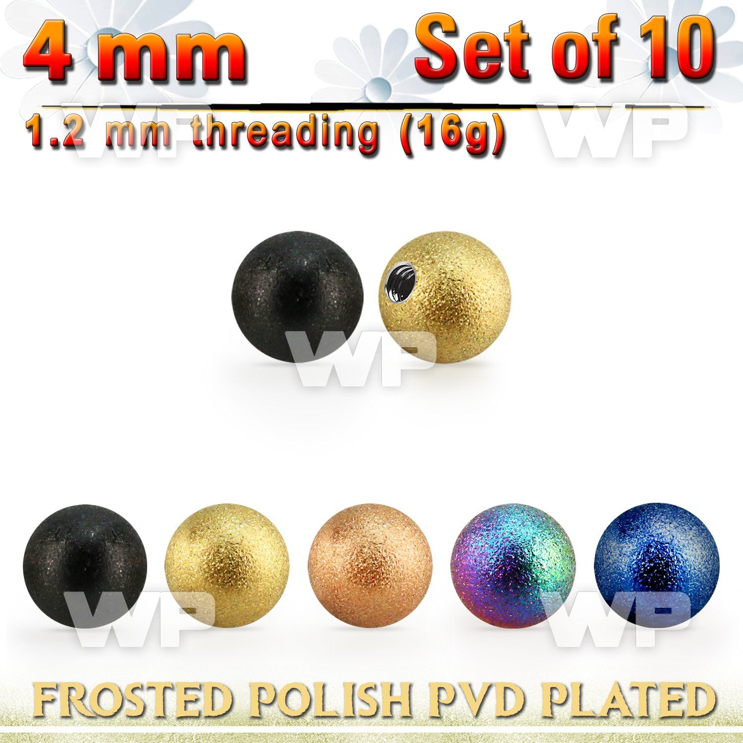 xfobt4s set w 4mm pvd plated steel ball w frosted surface 1.2mm