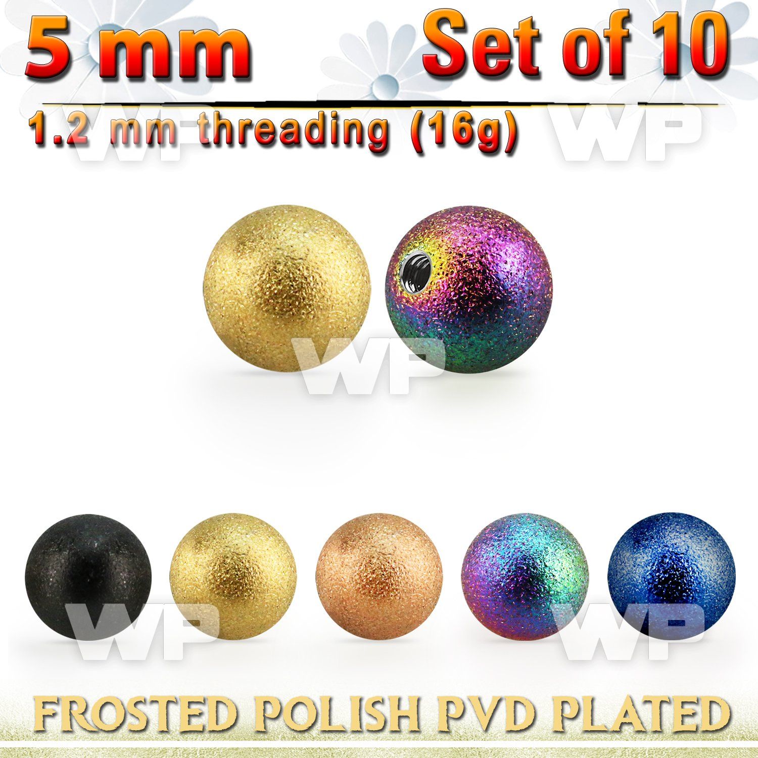 xfobt5s set w 5mm pvd plated steel ball w frosted surface 1.2mm