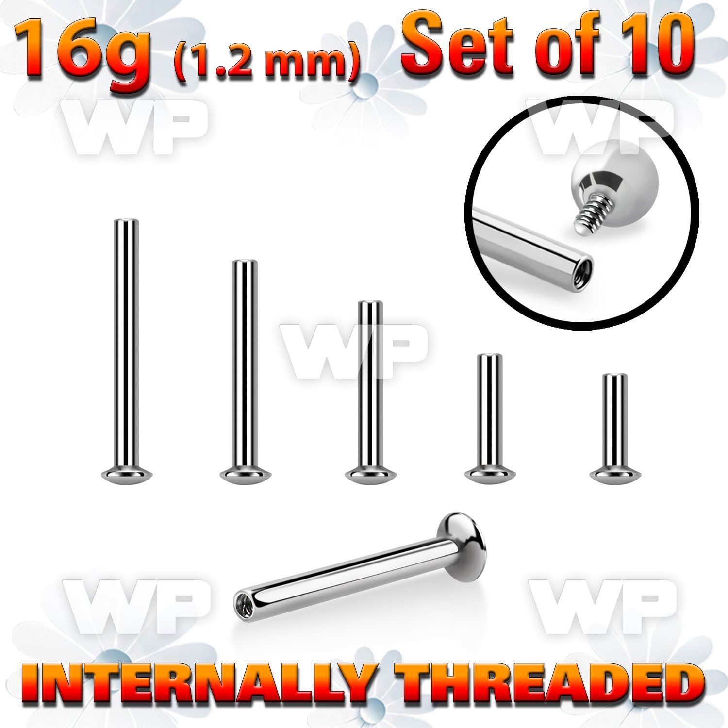 xtrufo16 steel ufo tragus labret posts w internal threading 1.2mm