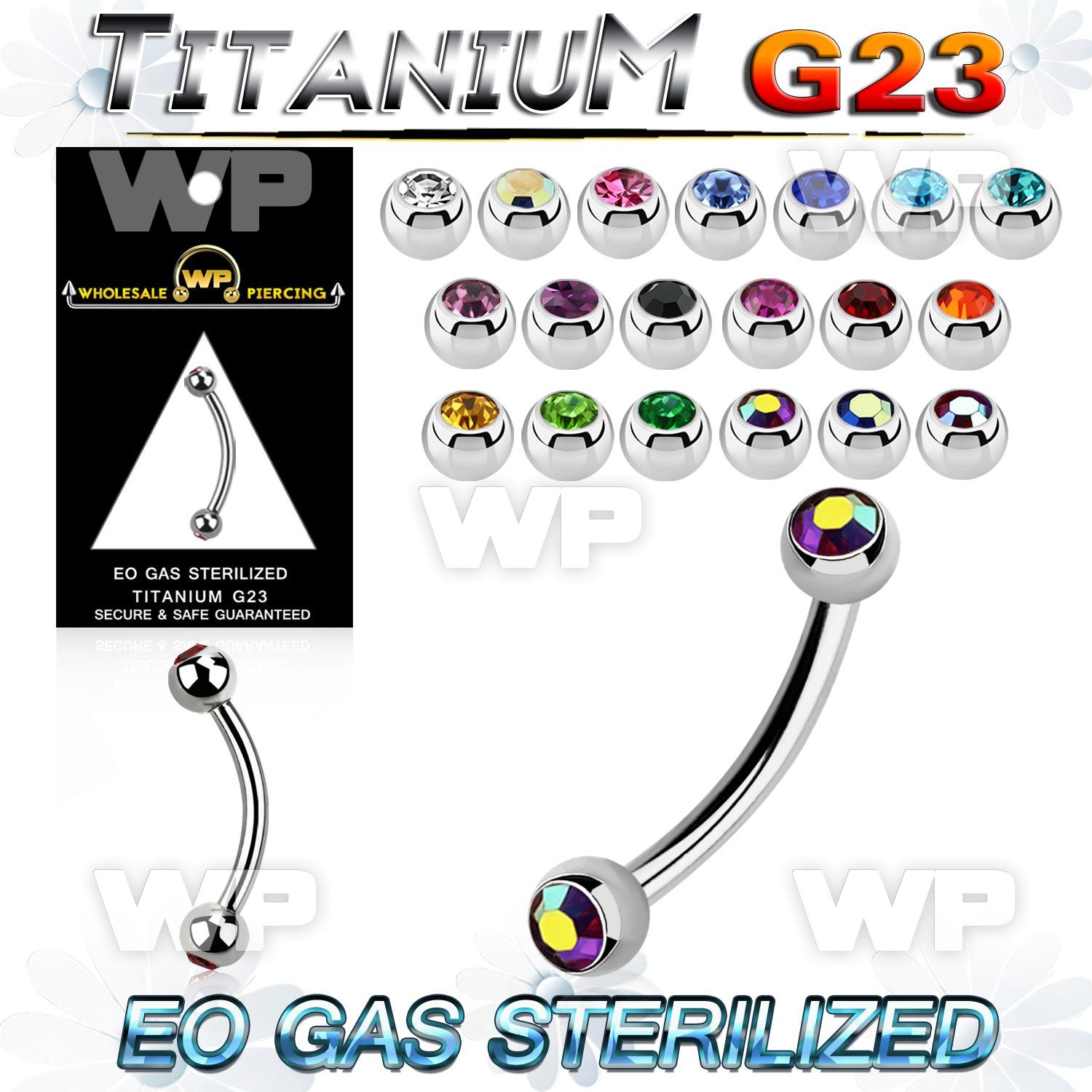 zubne2c eo gas sterilized piercing titanium g23 eyebrow banana 3mm balls