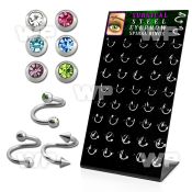 14cjfz display w of surgical steel eyebrow spirals 1 2mm 2 2 5 eyebrow piercing
