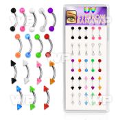 14uwhq box w of surgical steel micro bananas 1 2mm 3mm acrylic eyebrow piercing