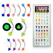 14uwib box w of surgical steel micro bananas 1 2mm 3mm glow in eyebrow piercing