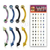 14uwj9 box w of ion plated surgical steel micro bananas 1 2mm eyebrow piercing