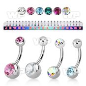 174u6 display w steel belly bananas 1 6mm an 8mm 5mm press belly piercing